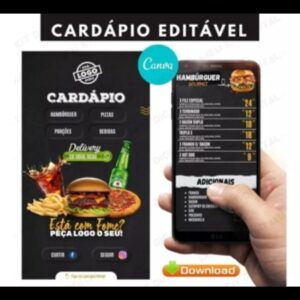 Cardápio Digital Lanchonete Pizzaria Editável no Celular
